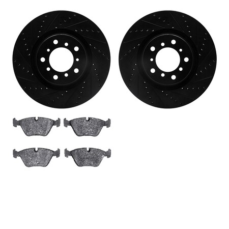 Dynamic Friction Company Front Brake Rotors-Drilled and Slotted-Black with 5000 Advanced Brake Pads 8502-31051